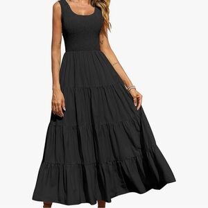 Pretty garden black Tiered  Maxi Dress